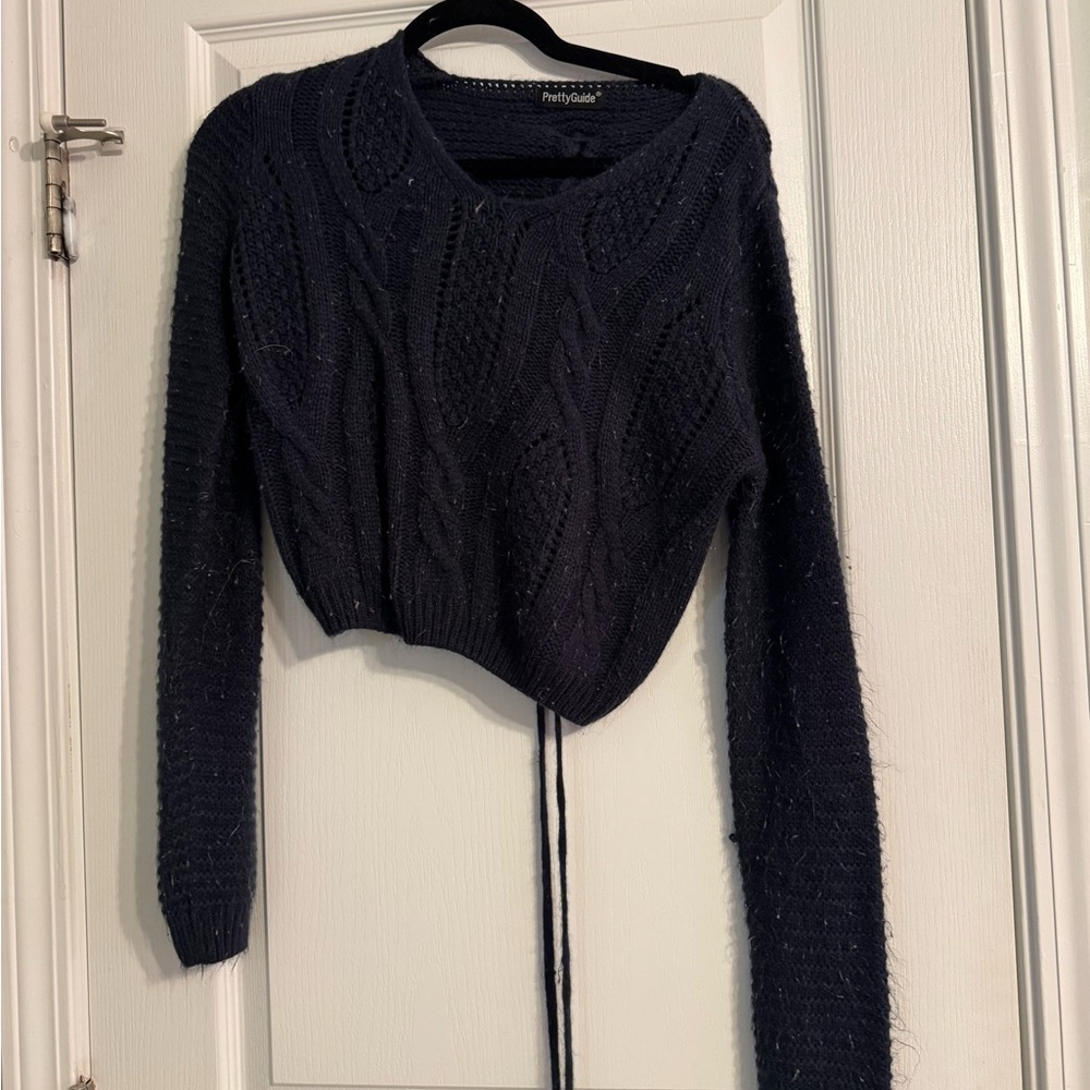 PrettyLittleThing Dark Blue Knit Sweater